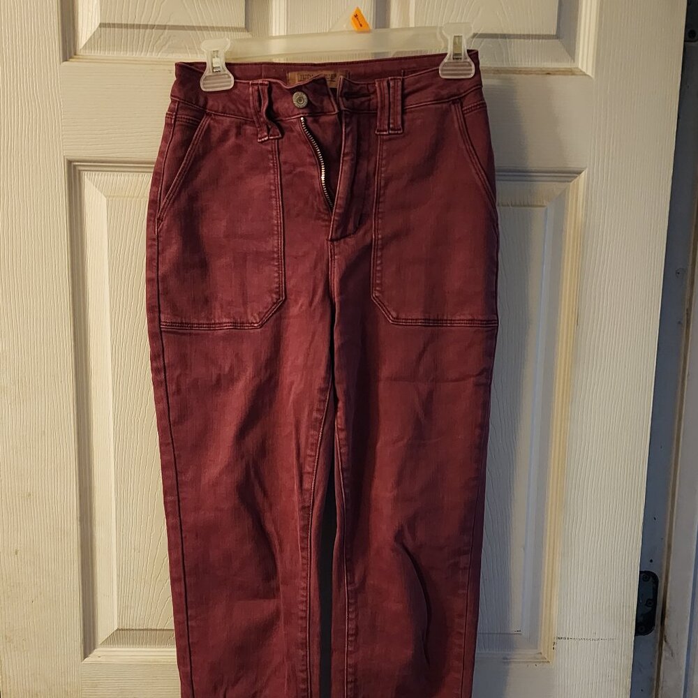 Judy Blue high rise burgundy cuffed jeans 0/24